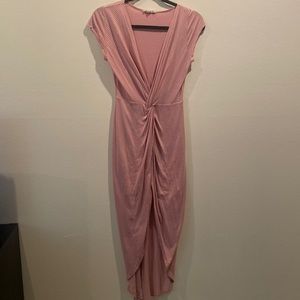 Soft Pink High-Low Fitted Dress